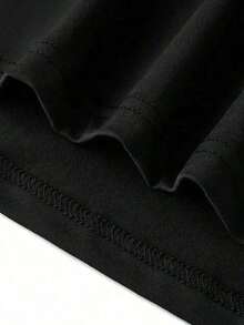 Camiseta de cuello redondo con estampado gráfico divertido de Halloween, camiseta de verano de ajuste holgado casual de manga corta, de tela de punto, color negro para mujer - Negro - Ver 4