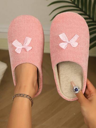 shensongni Nuevas zapatillas de mujer con lazo de unicolor, suela blanda, cómodas zapatillas de interior para el dormitorio, zapatillas minimalistas de tela con suela silenciosa para todas las estaciones