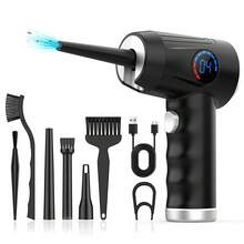 Wireless Electric Air Duster, Equipped With 51000 RPM High-Power Blower, 4-Speed Adjustable & LCD Display, 3000mAh Fast Charging, 15-45 Min Runtime, USB Powered Portable Wireless Cleaner For Computer, Keyboard, TV, Game Console - Compatible With Power Bank/Car Charger, 4-In-1 Accessories & 90° Foldable Handle, Replacement For Compressed Air Cans, Air Blower - Silver - View 12