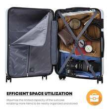 YONSLY Suitcase 20/24/28 Inch With YKK Zipper, TSA Lock, 4 Quiet Wheels, 360° Mesh Compartment, Hard Shell Suitcase, Large Trolley Suitcase, Carry-On Luggage For Holidays, Short Trips And Business Trips - 銀色 - 查看 6