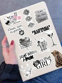 50/100pcs Silver Lucky Girl Stickers, Waterproof Cartoon Gift Decorative Stickers, Suitable For Scrapbooks, Notebooks, Laptops, Suitcases, Guitars, Water Bottles, Phone Cases, DIY School Supplies - A - View 5