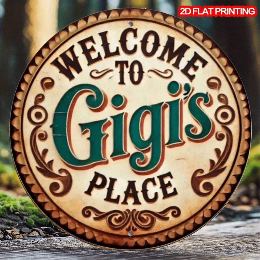 1pc Vintage Style Metal Wall Art Sign Welcome 8x8 Inch Round Metal Decor, Suitable Home, Kitchen, Cafe, Bar And - Unique Gardening And Coffee Lovers, Easy To Hang,Proof,Random Hole Design, Wall Decor,Tin Plaque,Poster, Room Decor Doorplate Decor Decor Bedroom Decor Porch Decor Entrance Decor Garage Decor Living Room Decor Interior Decor Artistic Decor