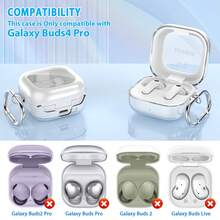 适用于 Galaxy Buds 4 Pro/Buds 4 2026 型号的保护壳，军规级防摔保护，柔软 TPU 材质，高透明度，抗黄变，包含清洁套装，透明白色 - 查看 3