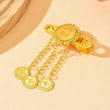 阿拉伯风格女士发饰，硬币形发夹，简约头饰，四季皆宜 - 金色 - 查看 7