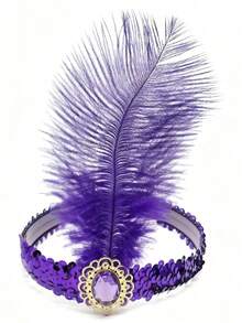 1pc Polyester Sequin Headband, 1920s Style Headpiece, Suitable For Single Ladies Halloween Party, Costume Play, Retro Party, Christmas, Wedding - Multicolor - View 14