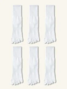 1/3/5/6 pares de calcetines de mujer de media caña con amortiguación y dedos divididos, multicolores, versátiles para primavera, verano, otoño e invierno - Multicolor - Ver 14