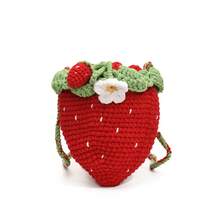 1 Pcs New Fashion Cute Strawberry Yarn Hook Woven Bag Handmade Niche Women'S Shoulder Bag Handbag - Màu đỏ (sản phẩm hoàn thiện) - Xem 8
