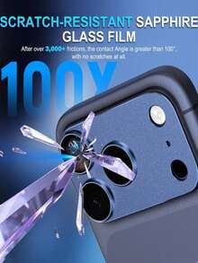 Alloy Camera Lens Protector Film 1pc Metal Frame Tempered Glass Camera Lens Protector Film Compatible With Iphone 17 Pro/17 Pro Max [Matte] [Strong Adhesive] Metal Frame Tempered Glass Camera Lens Cover Spring Gift - Dark Blue - View 6