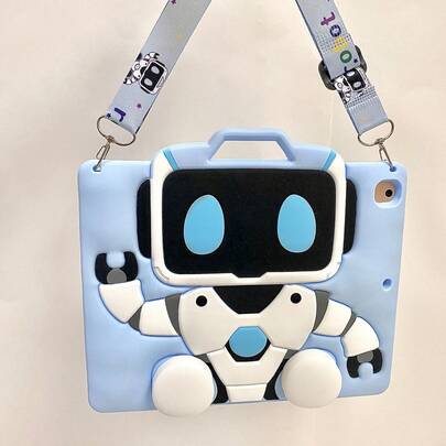 Compatible With Ipad Pro 11 Case 2025 M3, 2026 M4 Case Compatible With Ipad Air 11 4/5 Cover, Case Compatible With Ipad 10th 10.9 Cover, Case Compatible With Ipad A16 11th/10 Gen Cover 2024 2022 M2 2025 M3 With Pencil Holder & Soft Silicone Shoulder Strap & Rotating Stand Cute Cartoon With Shoulder Strap & Rotating Stand Kawaii