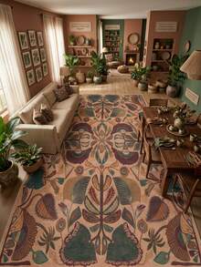 1 Stück schöner vintage-bohemischer Blumen-Teppich/Fußmatte, weicher Kunstwollteppich, geeignet für Outdoor, Eingang, Wohnzimmer, Schlafzimmer, maschinenwaschbar, ganzjährig, großes Wohndekoration - Verschiedenfarbig - Übersicht 9