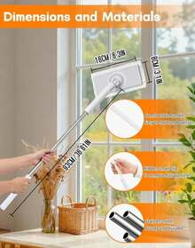 Snap Grip Mini Mop, Zero Touch Mini Mops, Retractable Gap Dust Cleaner Flat Mops With Locking Head &Amp; Sweeping Cloths, 92cm Long Handle Mopping Sweeper Stick For Multi Cleaning(1*Mop)7-14 Days Delivery - ColorA - 查看 8