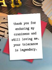 1pc Funny Thank You Card With Envelope - "Thank You For Enduring My Craziness" Humorous Gratitude Gift For Husband, Wife, Teachers & Friends, Versatile For Weddings & Birthdays, Blank Inside - View 2