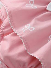 两件套夏季女宝宝柔软透气POLO领泡泡袖上衣+蝴蝶结背带裤套装 - 彩色 - 查看 7