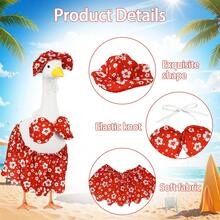 1 Set Hawaii Rosa Kirschblüten Bikini Rasen Gans Outfit, geeignet für 17/23 Zoll Beton Veranda Gans Dekoration, perfekt für Feiertags Familienparty Garten Hof Dekoration (Gans Skulptur nicht enthalten) - C - Übersicht 3