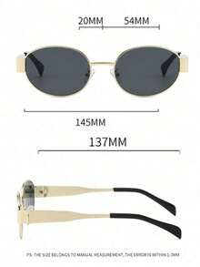 2pcs Retro Bohemian Metal Oval Shaped Fashion Glasses, Fashionable And Stylish For Street Photography - 2pcs Gold Grey Gold Tea Combination - View 10