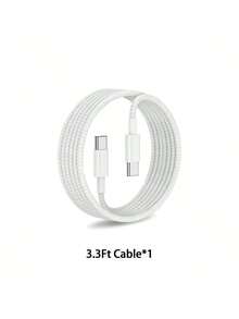 20W USB-C PD 快充适配器，配备 3.3 英尺编织线缆，适用于 17/16 系列、S25/S24/S23/S22/S21 Ultra Plus，支持高速充电和数据同步 - 白色 - 查看 10
