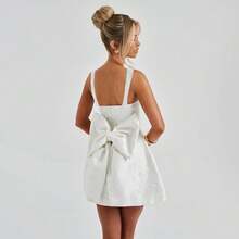 Sweet, Light Luxury, Chic Design, Women's Fashionable Slim Fit, Hip Hugging Skirt, Socialite Style, Sexy And Slim Fit Square Neck Bow Dress - 白色 - 查看 7