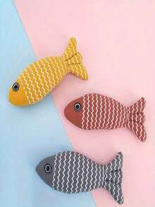 Catnip Fish-Shaped Cat Plush Toy, Interactive Chew And Bite Toy With Textured Fabric, Cat Tuna Toy For Kitten Play, Perfect Holiday Gift For Cat Owners, Festive Pet Enrichment Toy - Burgundy - View 5