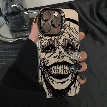 1 st svart skräckanime-skal med personligt mönster, heltäckande TPU-skal som motstår fall, kompatibelt med Apple 16 15 14 13 12 11promax