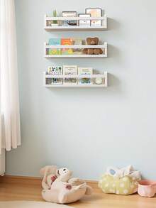 1/3 kệ treo tường cho phòng trẻ em, kệ đựng đồ treo tường thiết kế tối giản, kệ sách treo tường cho học sinh, kệ sách trẻ em, kệ sách tranh, kệ sách mẫu giáo - trắng - Xem 3
