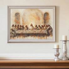 1pc Framed/Unframed The Last Supper Vintage Christian Canvas Poster Jesus And Twelve Disciples Abstract Wall Art Print Religious Retro Painting For Apartment,Living Room,Bedroom,Modern Home Decoration - Poster - View 2