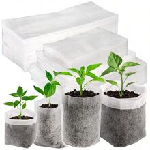 300/200/100/10入輕量化開底植物育苗袋，適用於戶外園藝、蔬菜、花卉與果樹苗、盆栽種植 - 耐用編織不織布植物生長袋，適合家庭花園 - 彩色 - 查看 2