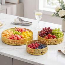 Senmeo Elegant 3pcs Golden Cake Stand Set - Perfect For Birthdays, Weddings & Celebrations | Durable Metal Display Stands - Vàng - Xem 3