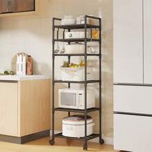 1pc Multi-Tier Kitchen Storage Rack, Floor-Standing Microwave Oven Shelf, Rice Cooker Rack, Fruit & Vegetable Organizer - Multicolor - View 9