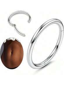 14G 肚脐环 316L 医用钢肚脐圈 透明立方氧化锆蛋白石肚脐环 卡扣式肚脐穿刺饰品 8mm 10mm 12mm 14mm - Clicker Belly Button Rings - 查看 17