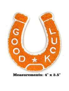 1PC Good Luck Horseshoe Chenille Patch - Light Blue/White - Multicolor - View 7