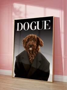 1幅无框时尚黑白渐变背景狗狗墙画，时尚狗狗肖像复古装饰画，趣味动物海报，适合客厅、卧室、宿舍、室内装饰，趣味海报，墙画，复古装饰，大学宿舍必备，返校用品 - 狗狗 - 查看 2