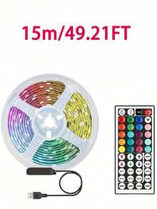 شريط إضاءة LED RGB مع جهاز تحكم عن بعد 44 مفتاح، مناسب لغرفة النوم وغرفة المعيشة وديكور المنزل وإضاءة الحفلات، قابل لتعديل الألوان والأنماط، جهاز تحكم شريط LED RGB 44 مفتاح إضاءة ليلية، غرفة المعيشة والمطبخ وحفلة عيد الميلاد وحفلة هالوين وغرفة النوم إضاءة ليلية صغيرة، شريط LED USB، شريط LED مرن، 1 متر/2 متر/3 أمتار/5 أمتار، مناسب للتلفزيون والكمبيوتر وإضاءة خلفية الخزانة - الضوء الملون - مشاهدة 19