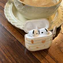 Ốp tai nghe họa tiết lá phong sọc tối giản + vòng tròn, tương thích với Apple Pro3/Pro2/AirPods4/AirPods3/AirPods2, ốp tai nghe thời trang dành cho nữ, ốp tai nghe tối giản, ốp tai nghe Apple, vỏ bảo vệ tai nghe Apple - Màu be - Xem 4