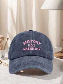 1顶男女通用经典水洗“Support Day”印花棒球帽，可调节设计，轻便舒适，适合徒步、登山、旅行、防晒和户外运动。四季皆宜的中性休闲街头风棒球帽。 - 多色 - 查看 14