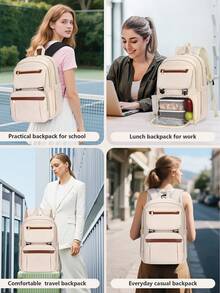 NEWHEY Lunch Backpack For Women 15.6 Inch Laptop Backpack With USB Port Travel Backpack With Detachable Bag Work Backpack With Lunch Compartment Water Resistant Computer Backpack For College Business - Multicolor - View 8
