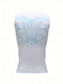 2 Pieces Of Summer Men's Sports Vests - Ion Shaping Sleeveless T-Shirts, Round-Neck Short-Sleeved T-Shirt Vests In Black, White And Gray, Tight Training Elastic Waistcoat Tops, Shaping T-Shirt-Style Body Slimming T-Shirt - Black and White - View 6