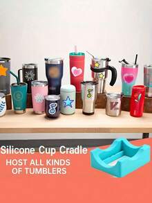 OBOVAY 1pc Silicone Cup Holder With Built-In Slots, Suitable For UV DTF/Film/Heat Transfer Sticker, DIY Crafts Cup/Bottle Stand With Felt Edge Scraper - Multicolor - View 5