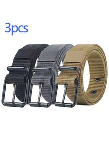男士尼龙帆布腰带三件套，休闲百搭针扣皮带，学生青年工装裤腰带 - A - 查看 6