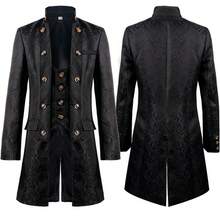 COS Medieval Clothing For Men, Spring And Autumn, Long Sleeved Coat, Evening Dress, Role-Playing Costume, Cosplay Outfit - Jacquard Coat - Black - View 4