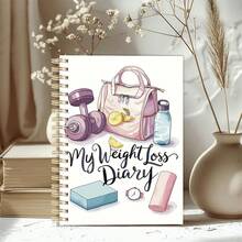 1PC A5 "My Weight Loss Journal" Cute Fitness Doodle Spiral Notebook, Comprehensive Diet & Exercise Tracker, Healthy Lifestyle Logbook For Men & Women, Perfect Personal & Office Organizer - A5 - View 8