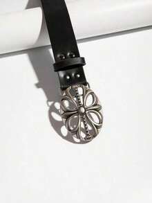 1pc Vintage Floral Embossed Western Cowgirl Style Belt For Women Halloween Summer, School Fall, Autumn, Halloween - 黑色 - 查看 3