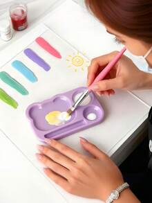 1pc Portable Cartoon Bear Shaped Nail Polish Palette, With Multiple Compartments For Mixing Gel Paints. Ideal For Nail Artists. Suitable For Mother's Day, Easter, And 2026 World Cup - Multicolor - View 5