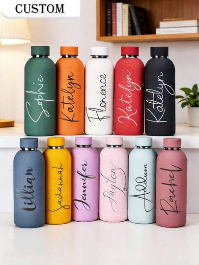 1 pièce Mug à café/bouteille de soda en acier inoxydable à double paroi personnalisé, bouteille d'eau de sport, 500 ml/17 oz Gobelet isotherme personnalisable, plusieurs couleurs disponibles, convient pour l'école, les vacances et les cadeaux d'anniversaire pour les garçons et les filles