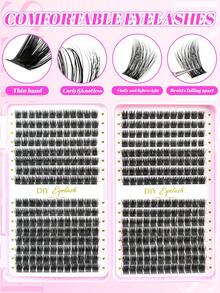 384PCS Ultra Large Capacity Naturally Curled, Thick, Soft, And Lightweight False Eyelashes C Curled 10-16mm Mixed Length Eyelash Clusters Are Easy To Wear, Easy To Stick Eyelashes, Eyelash Extensions, And False Eyelash Extensions - C - View 4