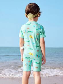 Balabala 幼儿男女宝宝连体防晒泳衣 - 綠色調 - 查看 3