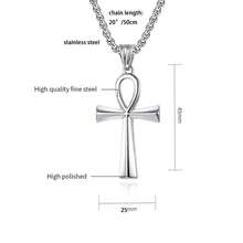 1 mặt dây chuyền hình thánh giá Ankh Coptic bằng thép không gỉ, dành cho cả nam và nữ, kèm dây chuyền hộp dài 20 inch. - Đi qua - Xem 14