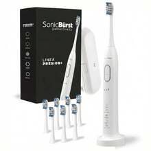 Sonicburst Cepillo de Dientes Eléctrico - 8 Cabezales de Repuesto - Cepillo Dental con Sensor de Presion Integrado - Potencia 45000vpm Remueve 7x mas placa and Cuida tus Encias - 5 Modos and Mode de Carga Wireless - Certificado por la FDA Blanco 8 Cabezales - 2 años - Blanco - Ver 1
