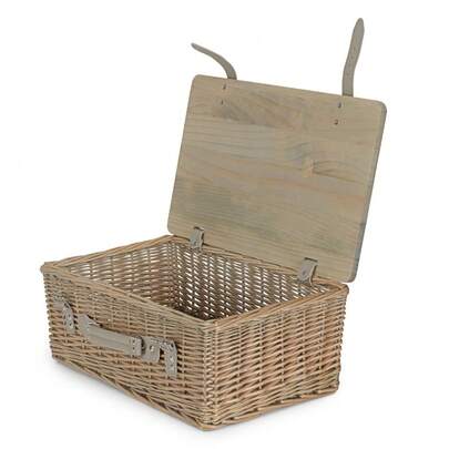 Red Hamper 51cm Antique Wash Willow Picnic Basket With Pinewood Lid