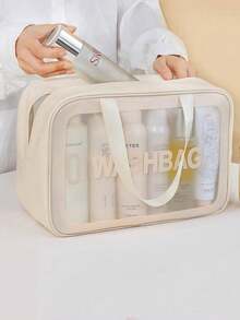 Túi đựng mỹ phẩm nữ thời trang, dung tích lớn, chất lượng cao, kiểu dáng hiện đại, tiện dụng khi đi du lịch. - Màu be - Xem 1