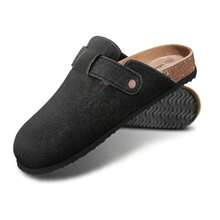 KEMISANT Men Clogs-Comfortable Suede Mules Slippers Sandals Nurse Potato Shoes Unisex-Cushioned Cork-Footbed - Đen4644 - Xem 8